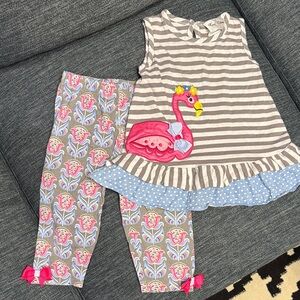 Striped & Floral Flamingo Kids Set